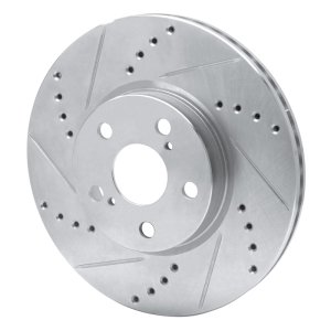Pontiac Vibe Brake Rotor (1) - Front Left - R1 Concepts - Drilled & Slotted - Silver - `08-`19